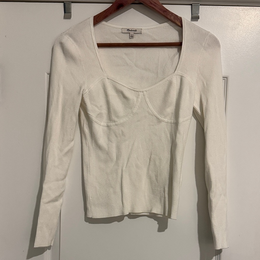 Madewell Cream Long Sleeve Blouse